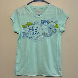 Vintage y2k Victoria's Secret Pink Lost in Love Graphic T-Shirt Size: M/L